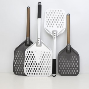 Afneembare aluminium handvat geanodiseerd 8inch 10inch geperforeerde aluminium pizza peel pilza schop pizza spatel pizza paddle oven accessoires